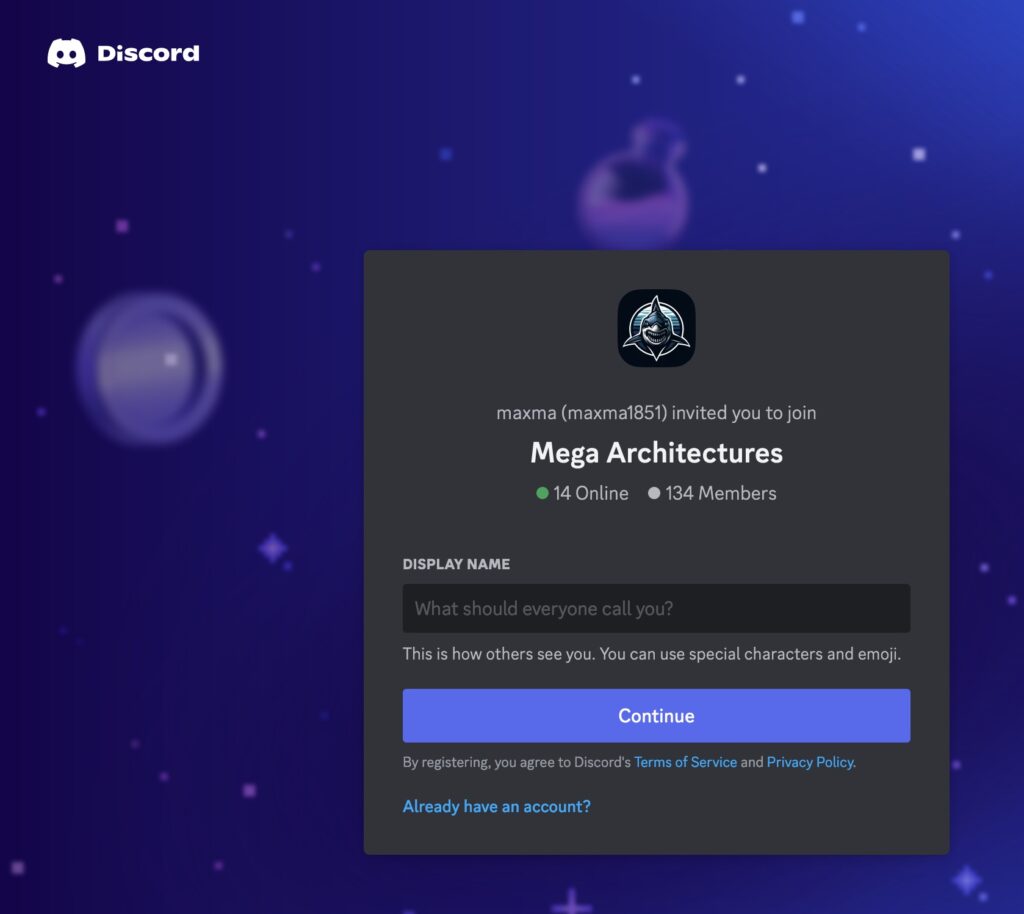 Discord Megalodon Architecture Log In Screenshot